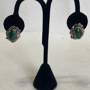 Vintage Ramona Laloma Hopi sterling silver and malachite earrings pierced